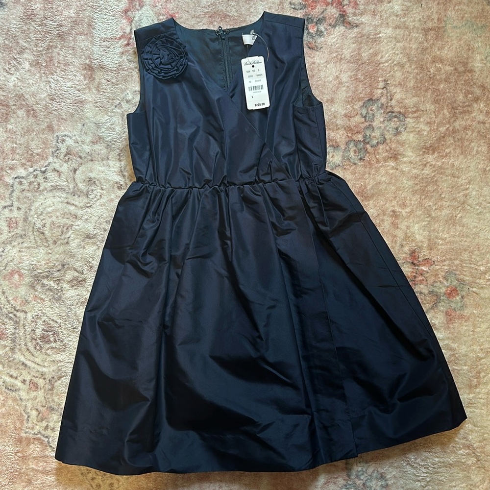 NWT 100% Silk Brooks Brothers Girls Sz 5 Navy Blue Dress